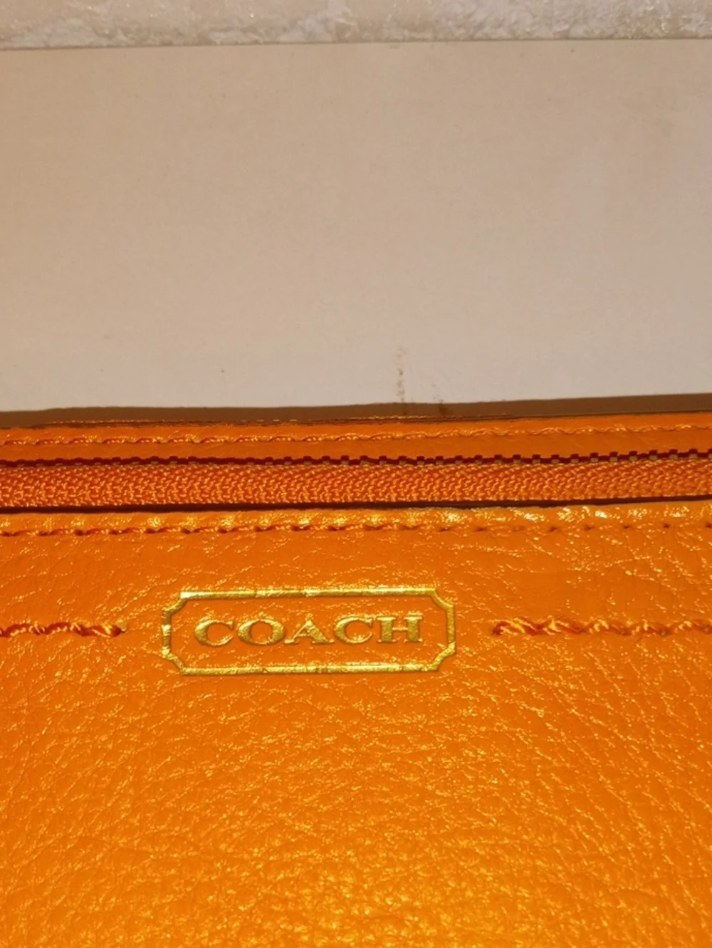 Coach Orange Leather Zip Wristlet